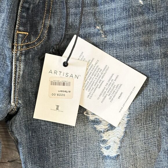 Artisan de Luxe 100% Cotton High-Rise Distressed Boyfriend Jeans Sz 24 NWT $229 - Picture 8 of 8